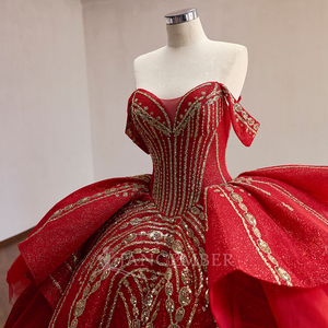 Rsm261094 Impresionante Vestido de Quinceañera Rojo con Corsé de Cuentas y Escote Corazón, para Fiesta de 16 Años, Jancember - Product Image 4