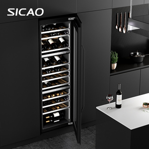 Cave à vin 3 zones en acier inoxydable 304, vitrine réfrigérée pour champagne et vins rouges vintage avec système de refroidissement par ventilateur - Product Image 3