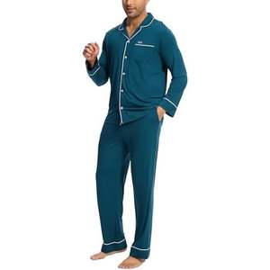 Pyjamas et vêtements de détente personnalisés en coton pour hommes, OEM ODM, pyjamas et vêtements de détente en bambou pour hommes, manches longues, longueur intégrale, vêtements pour hommes - Product Image 2
