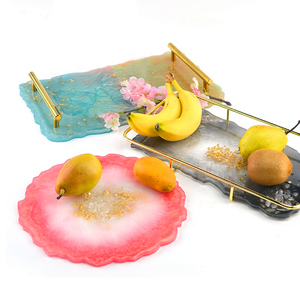 Cetakan Resin Silikon Epoxy dengan Gagang untuk Nampan Sajian Buah Besar Bentuk Tidak Beraturan, Papan Sajian, dan Baki Bergaya Geode Agate INTODIY Custom - Product Image 5