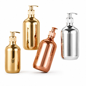 Bouteilles PET électroplaquées de luxe léger 300ml 500ml, plusieurs couleurs, distributeurs de produits de toilette rechargeables pour salle de bain, hôtel et <span class=keywords><strong>spa</strong></span> - Product Image 1
