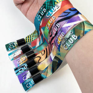 Factory Promotional Polyester Fabric Event Wristband with One Way Lock