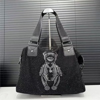 Sac fourre-tout en nylon exclusif avec motif petit ours, bijoux de mode en diamant, grande capacité, luxe léger, élégant, strass