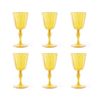 Verres à vin en plastique incassable Excelsa 25 cl jaunes, lot de 6, style campagnard, pour les fêtes