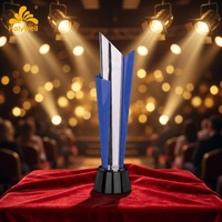 Nouvelle Arrivée 2026 – Trophée Moderne Écologique en Métal Bleu Élégant, Gravé, Design Géométrique Sportif – Récompense Premium pour Reconnaissance d'Entreprise