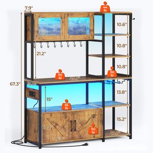 Gabinete de Almacenamiento de Madera Moderno SENYU con Iluminación LED, 8 Estantes, Mueble de Cocina para Cafetería, Diseño Duradero - Product Image 6
