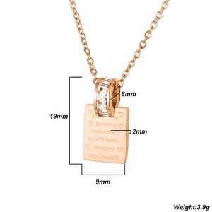 Joyería de acero inoxidable personalizada para niña, collar con colgante de cristal de <span class=keywords><strong>alma</strong></span> Mate de Destiny grabado de oro rosa - Product Image 2