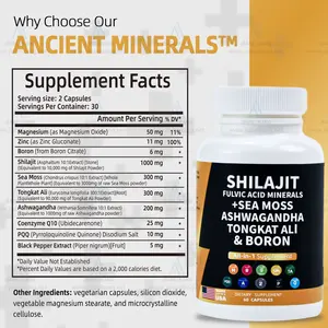 Shilajit Pure Organic Himalayan Golden Supplement 85+ Trace Minerals Fulvic Acid Natural Shilajit Tablets Capsules