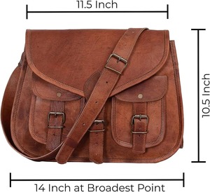 Vintage Style <b>Medium</b> Size Genuine Leather Waterproof Lightweight Crossbody Bag Adjustable Sling Strap Large Capacity Casual bag - Product Image 3