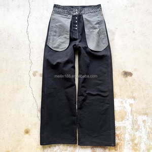 Jeans personnalisés à la mode avec motif léopard à la taille, pantalon en denim boutonné pour hommes, jeans baggy à jambe droite de haute qualité - Product Image 1