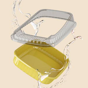 <b>Cat</b> <b>Litter</b> Box Semi Enclosed Rectangle PP Material Forest Green With Scoop For <b>Cats</b> - Product Image 4