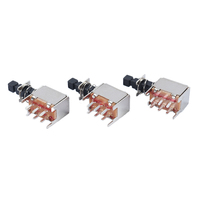 Interruptor deslizante PCB de 6 pines con autobloqueo, DPDT botón negro, interruptor de reinicio sin bloqueo, en ángulo recto, 2 uds.