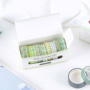 Juego de Cintas Decorativas Washi de Papel con Diseños Modernos y Personalizables - Cuadros/Rayas, 1cm/1.5cm de Ancho, 3m de Largo, para Diario - Product Image 5