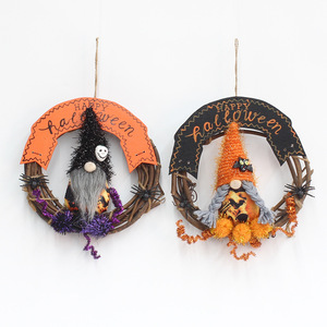 Halloween Decorations Vine Wreaths With Gnomes <b>Round</b> Indoor Wall Hangings For Halloween Party Decoration - Product Image 5