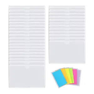 Soft PVC Clear Price Label Tag Pouch Top Load Plastic Self-Adhesive Business Card Pockets Ticket Permit Card Holder