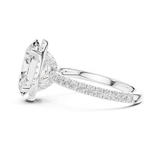 Anillo de Compromiso de Diamante Ovalado Cultivado en Laboratorio con Halo para Mujer, Plata de Ley 925, 4.25 Quilates, Certificado IGI, para Boda o Fiesta - Product Image 4