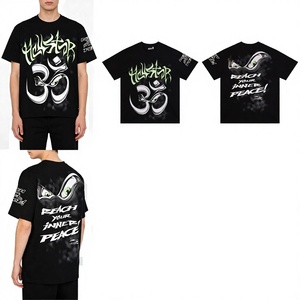 เสื้อยืด Hell Shirt คุณภาพสูง ผ้าฝ้าย 100% สไตล์สตรีทแวร์ ทรงโอเวอร์ไซส์ ไหล่ตก พิมพ์ลายดาว วินเทจ สำหรับผู้ชาย เนื้อผ้าเจอร์ซีย์ 220 กรัม ระบายอากาศได้ดี - Product Image 2