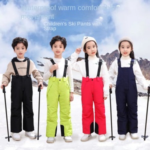 Pantalons de ski pour enfants garçons filles épaissi <span class=keywords><strong>chaud</strong></span> coupe-vent imperméable coton combinaison de ski fermeture éclair pour pantalons de neige en plein air - Product Image 2