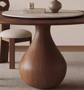 Bộ bàn ăn gỗ sồi nguyên khối cao cấp 4-6 chỗ ngồi, mặt bàn xoay bằng gốm, thiết kế hiện đại rustic, nội thất phòng ăn - Product Image 5