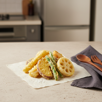 Vegetales Fritos Congelados CN, Tempura Crujiente de 30g, Vegetales Salados Listos para Comer, Refrigerados a -18°C, Vida Útil de 12 Meses