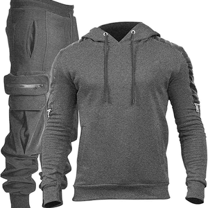 Ensemble de survêtement pour homme avec logo personnalisé, sweat-shirt à capuche et pantalon de jogging, tenue de sport athlétique pour l'entraînement et les occasions décontractées - Product Image 2