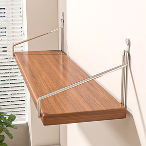<b>Wall</b> <b>Mounted</b> <b>Shelf</b> Wooden Foldable Stainless Steel Rectangle Living Room Storage Rack Adjustable Multi Size Packaging - Product Image 1