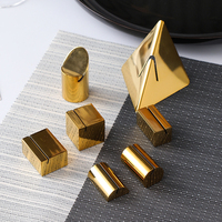 Penyangga Kartu Nama Silinder Minimalis Modern Polesan Cermin Stainless Steel, Penyangga Nomor Meja Emas, Penyangga Gambar Menu