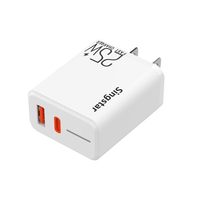 Chargeurs adaptateurs multifonctions USB Type C 2 en 1 avec double port A+C PD QC3.0 25W et lumière LED, charge rapide Type-C