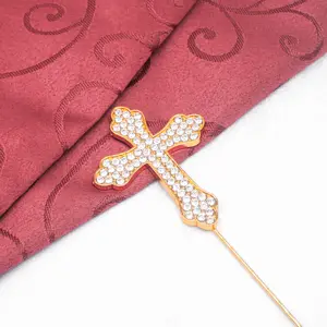 wholesale jewelry accessories crystal rhinestone cross cake topper for baby shower