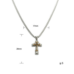 Stainless Steel <b>Cross</b> Pendant Necklace Men's Geometric Design Punk Retro Style 120186 - Product Image 5