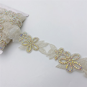 Strass di fiori di moda in ferro su cintura per abito da sposa abito da sera da sposa motivo a caldo con diamanti - Product Image 6