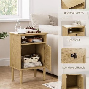 Modern minimalist <b>wooden</b> storage shelf, <b>small</b> bedside <b>table</b>, open storage space, solid wood storage. - Product Image 3