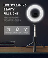 Q07 peralatan Studio luar ruangan, Tripod tongkat swafoto Tiktok dengan cincin LED dapat diputar untuk siaran langsung