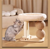 Nouvelle structure d'escalade et nid douillet multifonctionnelle, luxueuse et moderne pour chat, tout-en-un, avec plateau en sisal et lit en peluche en bois