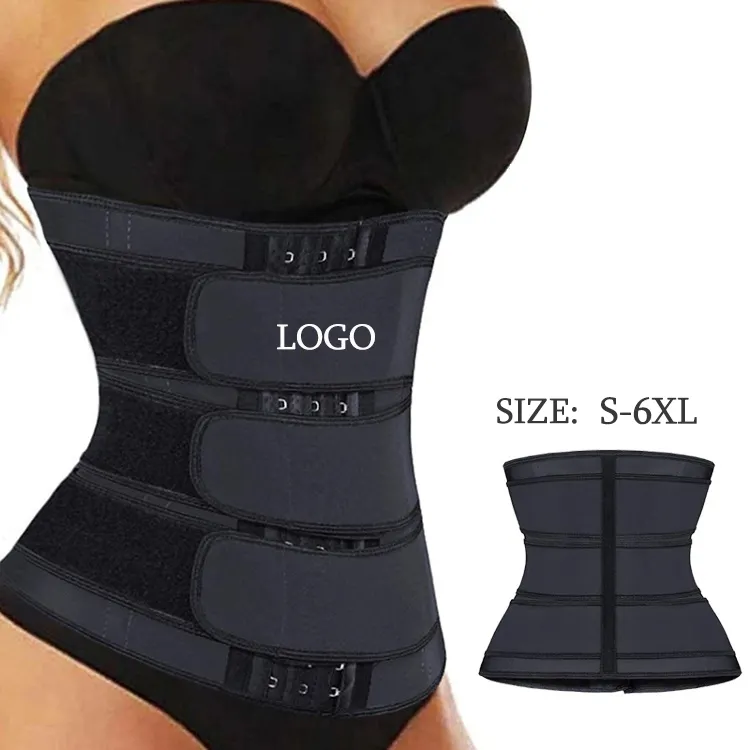 New Custom Logo Compression Adjustable 1 2 3 Strap Tummy Control Belt Workout Neoprene Waist Trainer Shaper Corset for Women