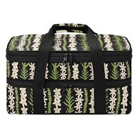 Sac isotherme double couche personnalisé à motif floral hawaïen pour pique-nique et luau, idéal pour transporter et conserver les aliments