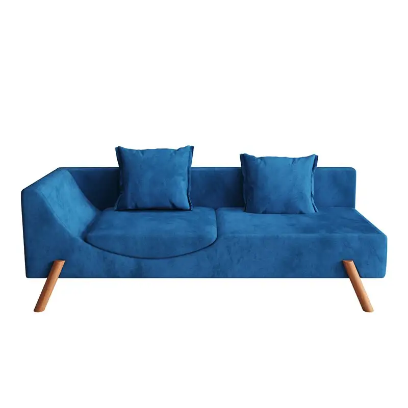 Chaise longue coupe et remplissage, causeuse convertible multifonctionnelle bleu