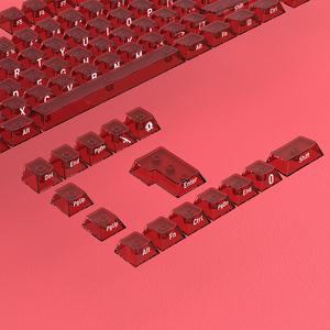 HJSDZHI雾红色小全套樱桃键帽119键PC半透明樱桃面雕刻机械键盘 - Product Image 4
