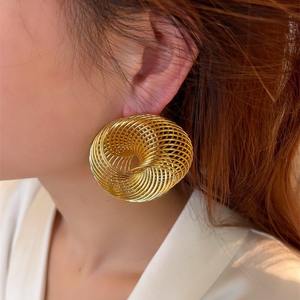 2026 New Fashion Earrings Jewelry Wholesale <strong>Gold</strong> Silver Plated Wire <strong>Birds</strong> <strong>Nest</strong> Earrings Exaggerated Large Chunky Stud Earrings - Product Image 1
