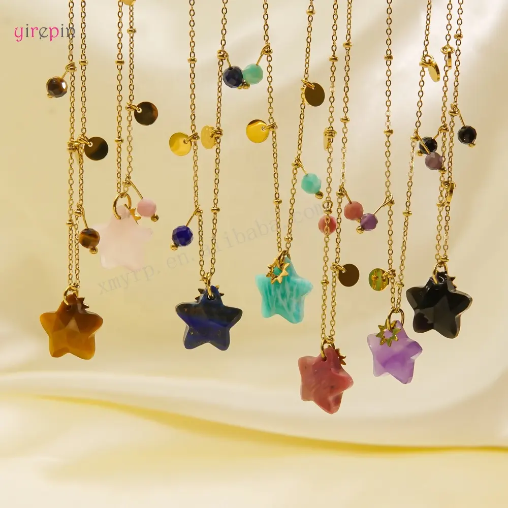 Multiple options Natural Stone Healing Stones Jewelry Fashion Gold Filled Necklace Charms Pendants Wholesale For Women