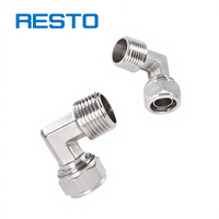 Raccord pneumatique coudé à torsion rapide RESTO TKN-PL601, filetage externe, cuivre nickelé, pour 4 tuyaux d'air, angle droit 6/8, garantie 6 mois