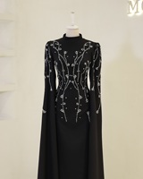 Robe de soirée élégante rouge pour l'Aïd 2026, tempérament perlé, broderie à la main, mode, fête, Ramadan, femmes musulmanes, belle robe de soirée