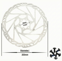 Disque de frein à rotor en acier inoxydable de 203 mm, épaisseur 2,8 mm, 6 trous, pour vélo électrique, moto, Light Bee, Dirt Bike, Trial Bike