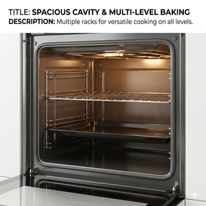 Cuisinière électrique à deux plaques avec four intégré en acier inoxydable, à convection/turbine, à économie d'énergie, avec minuterie mécanique - Product Image 2