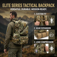 Sac à dos de camouflage extérieur en polyester résistant à l'usure, sac à dos tactique pour les amateurs de sports de plein air et d'alpinisme