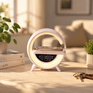Haut-parleur multifonctionnel en forme de G 2026 avec chargeur sans fil, lumière d'ambiance RGB et réveil – Approvisionnement en gros pour promotions - Product Image 4