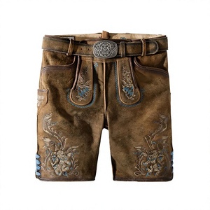 Pantalones Cortos de Cuero Genuino de Vacuno de Alta Calidad para Hombre, Estilo Bávaro, Oktoberfest, Color Marrón Antiguo, 100% Cuero Genuino de Vacuno - Product Image 1