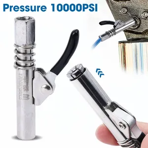 10000PSI Stainless Steel Grease Gun Coupler High Pressure Oil Pump Filling Tool One-handed Injector Nipple Without Leaking