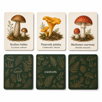 Cartes d'apprentissage personnalisées sur la faune forestière et les champignons, noms des espèces en latin, écologiques, durables, papier couché mat 300 g/m²