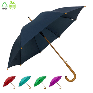 OVIDA Custom Logo Adult Travel Rain Umbrella 8K Ribs Classic Design with Semi-Auto Straight Style Pongee Fabric Wooden Handle
